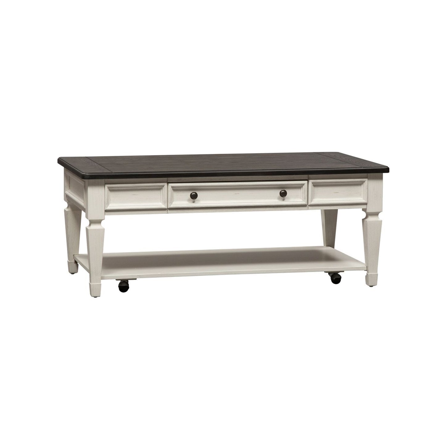 Allyson Park - 3 Piece Table Set - Wirebrushed White / Charcoal