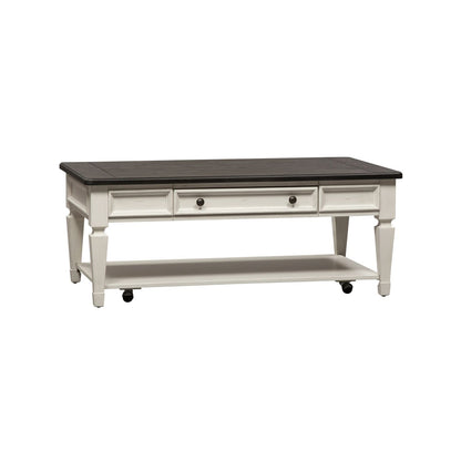 Allyson Park - 3 Piece Table Set - Wirebrushed White / Charcoal