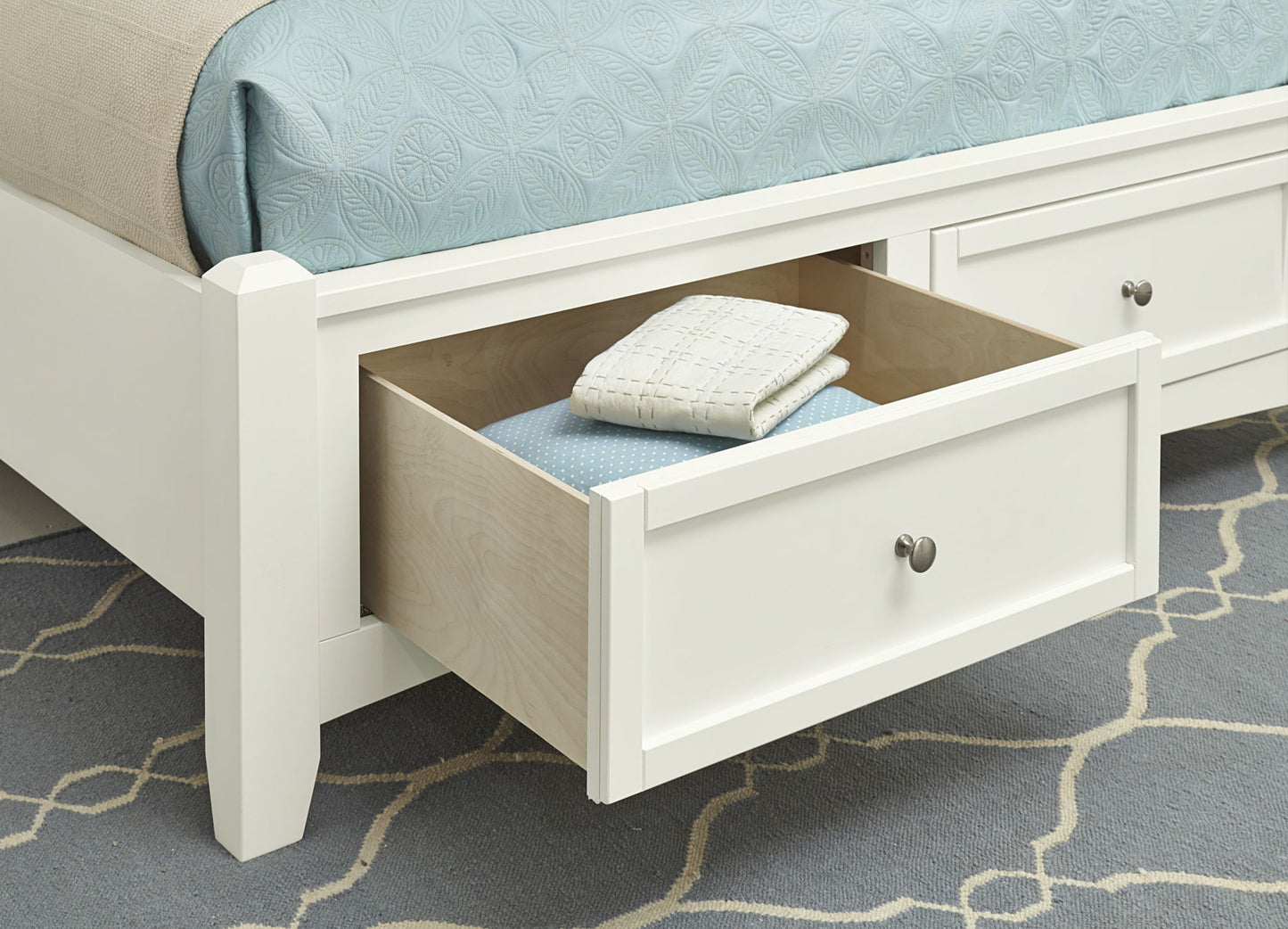 Bonanza - Pebble Gray Upholstered Bed With Storage Footboard