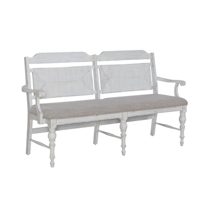 River Place - Panel Back Bench - Riverstone White & Tobacco