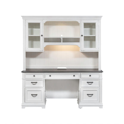 Allyson Park - Credenza & Hutch - Wirebrushed White / Charcoal