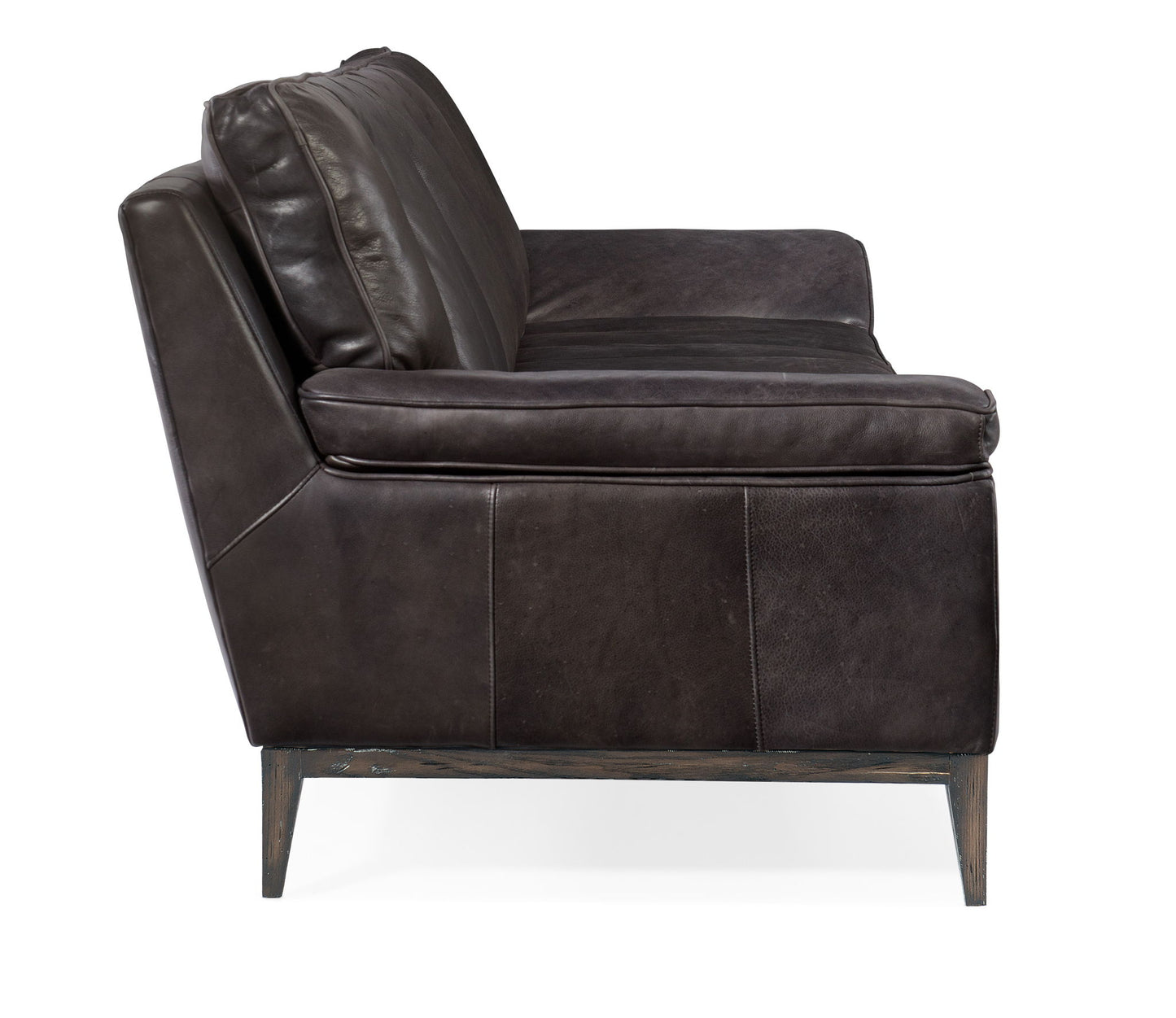 SS - Kandor Leather Stationary Sofa - Black