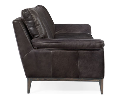 SS - Kandor Leather Stationary Sofa - Black