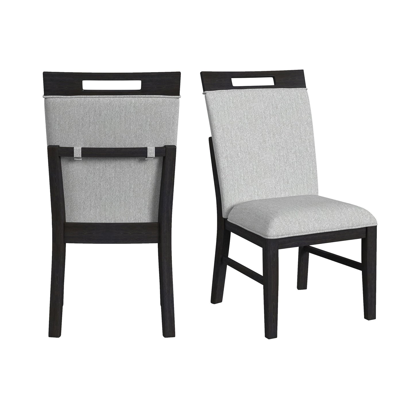 Transcend - Dining Side Chair With Fabric (Set of 2) - Charcoal And Light Gray