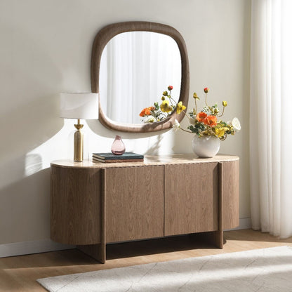 Markku - Console Table With Natural Marble - Oak