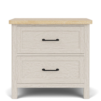 Glenndale - Two Drawer Nightstand - Aged White / Wheat