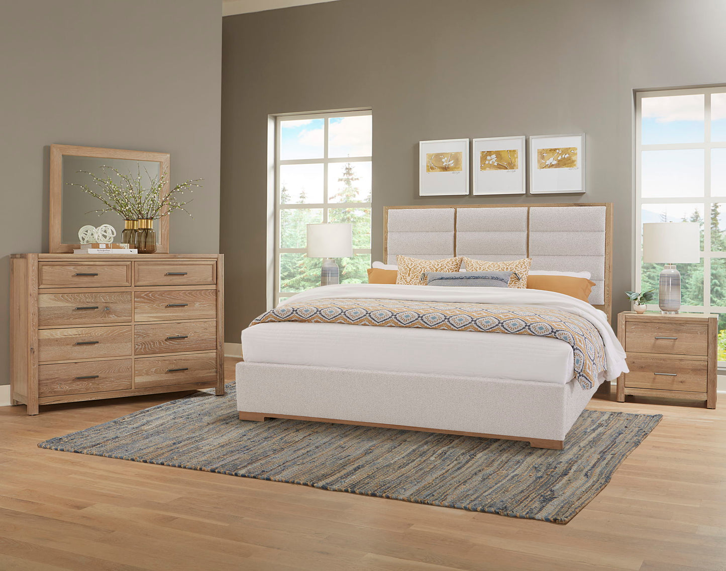 Crafted Oak - Upholstered Bed