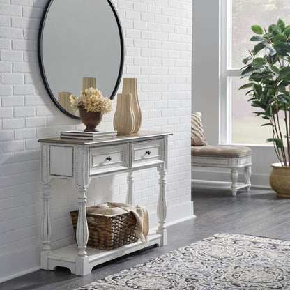 Magnolia Manor - Hall Console Bottom With Shelf For Display & Storage - Antique White