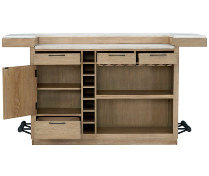Escape - Dining Bar With Stone Top - Glazed Natural Oak / Vanilla Bean