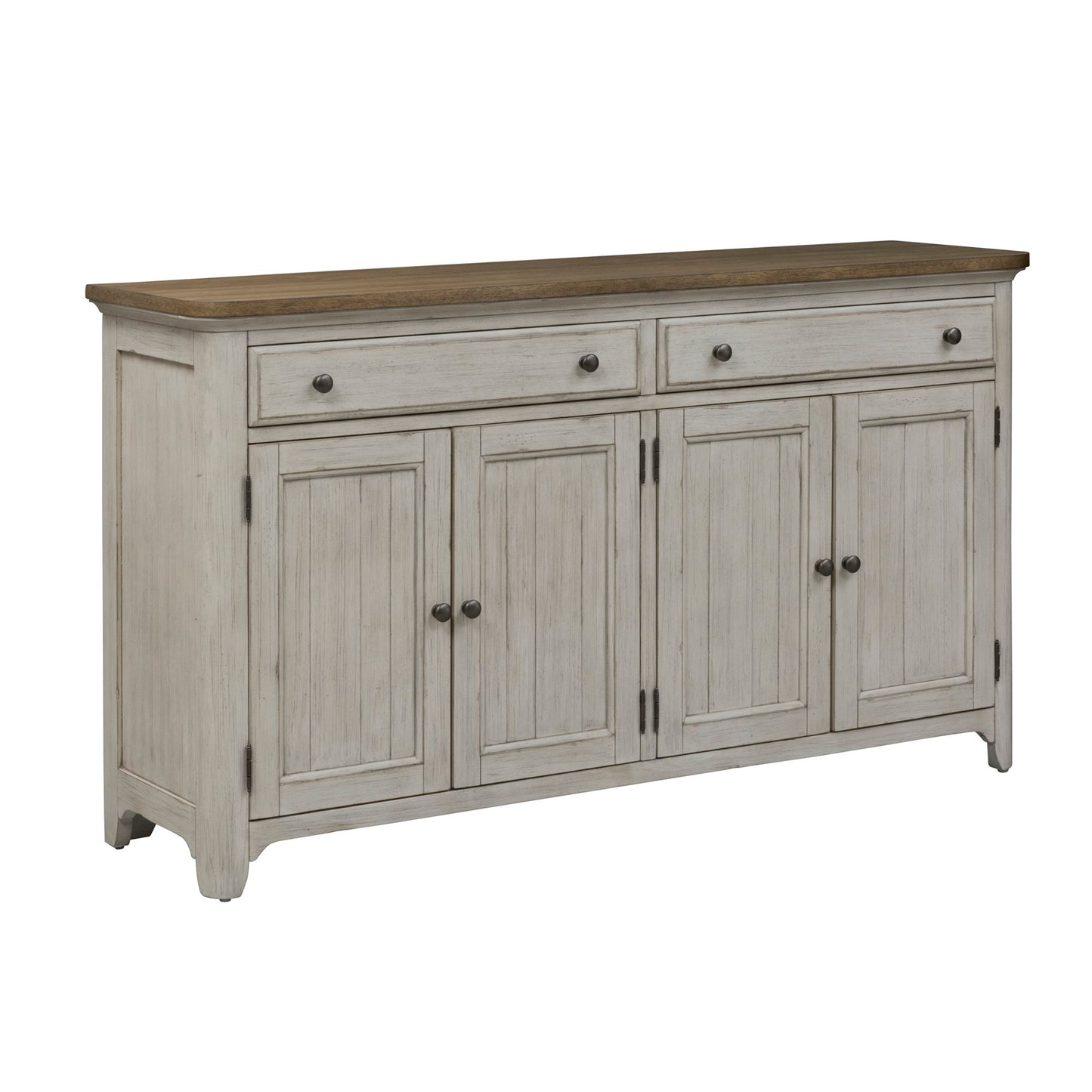 Farmhouse Reimagined - Server - Antique White / Chestnut Tops