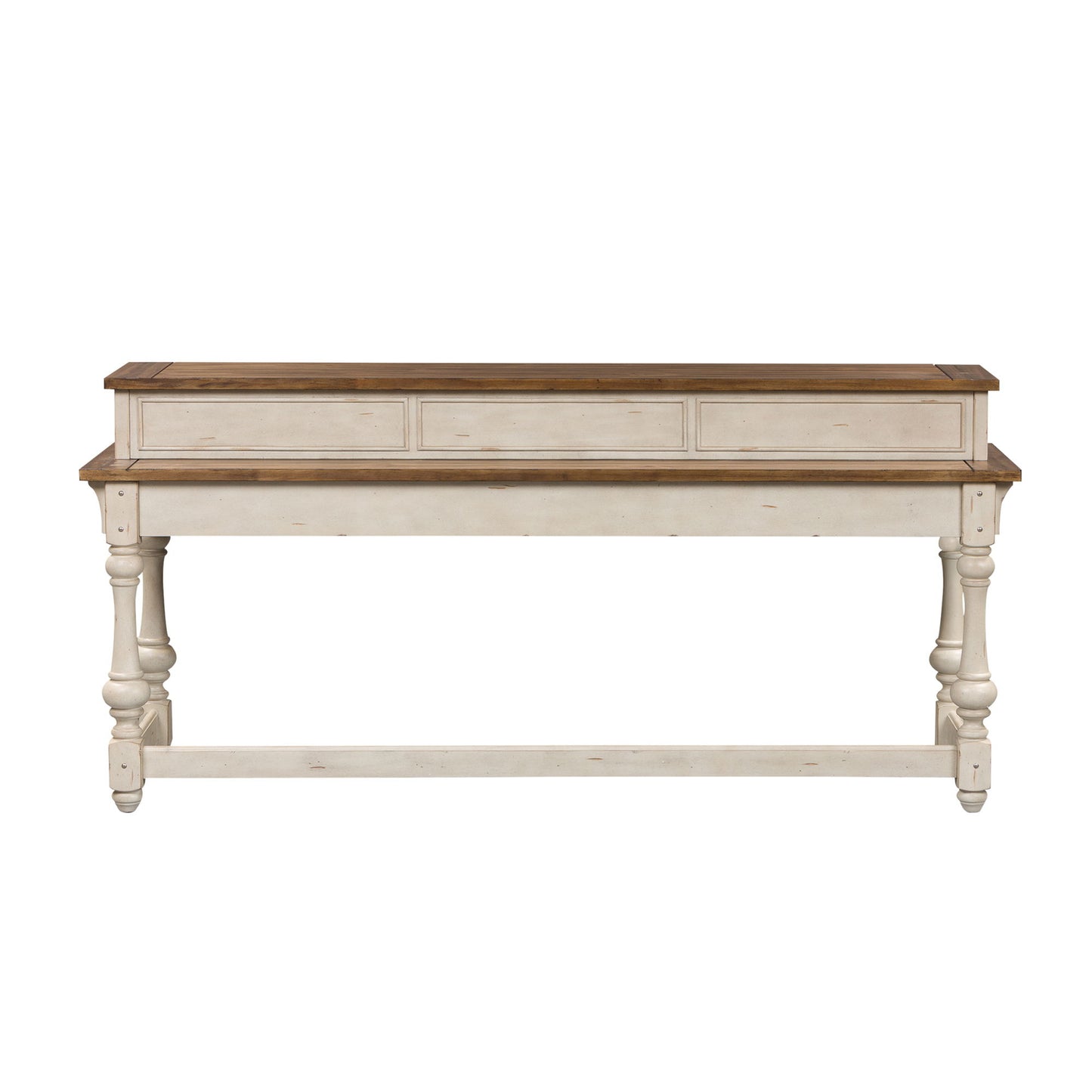 Morgan Creek - Console Bar Table - Antique White / Wirebrushed Tobacco Accents