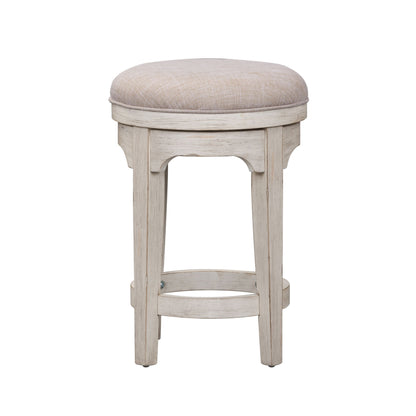 Farmhouse Reimagined - Console Swivel Stool - Antique White / Chestnut Tops