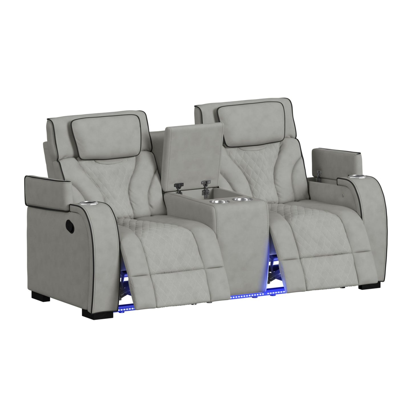 Blitz - Motion Loveseat With Console, And LED