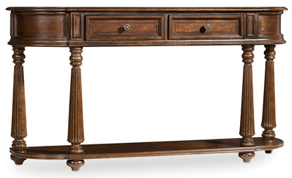 Leesburg - Demilune Hall Console - Dark Brown