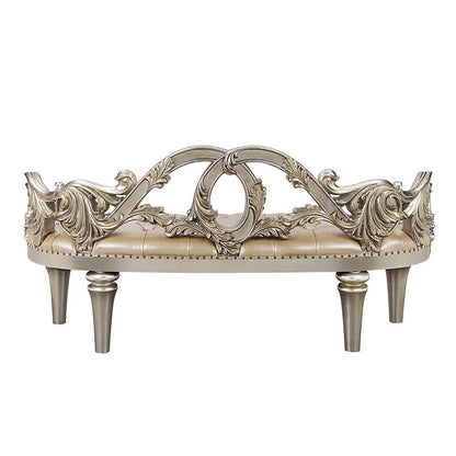 Danae - Bench - Champagne Synthetic Leather & Gold