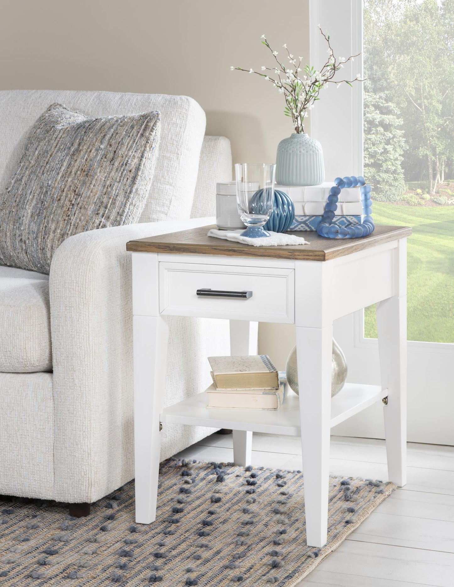 Jasper - Chairside Table - Toasted Coconut / White