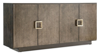 Melange - Asher Four Door Entertainment Credenza - Dark Brown / Dark Gray
