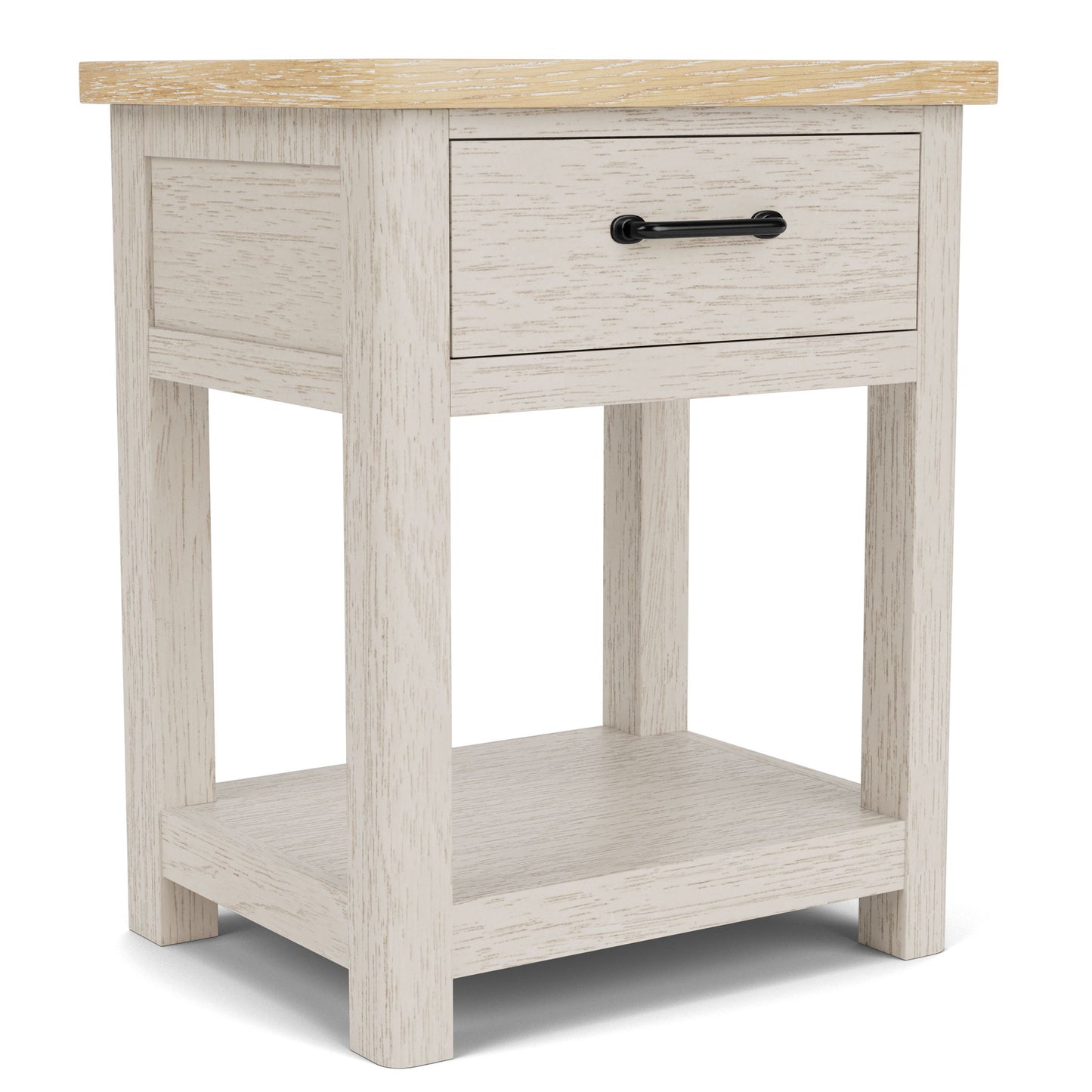 Glenndale - One Drawer Nightstand - Aged White / Wheat