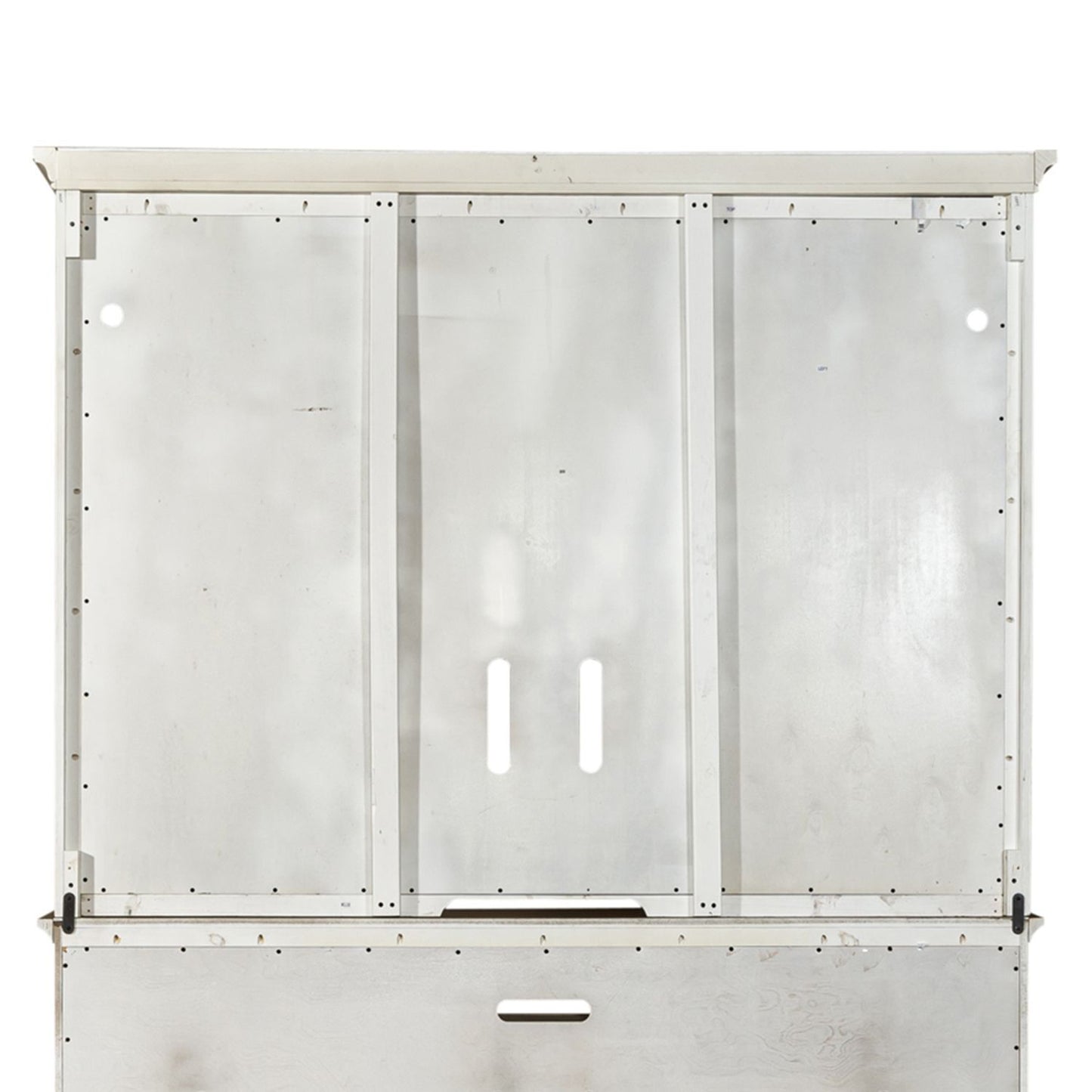 Farmhouse Reimagined - Entertainment Hutch - Antique White / Chestnut Tops