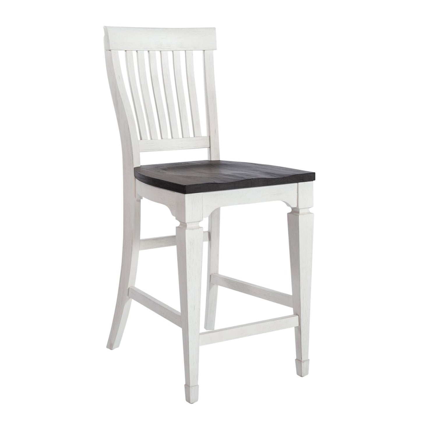 Allyson Park - 5 Piece Gathering Table Set - Wirebrushed White / Charcoal