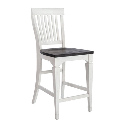Allyson Park - 5 Piece Gathering Table Set - Wirebrushed White / Charcoal