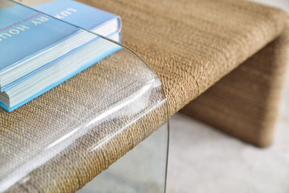 Amani - Rope And Glass Cocktail Table - Light Brown