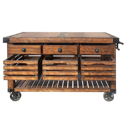 Kaif - Kitchen Cart - Distressed Chestnut