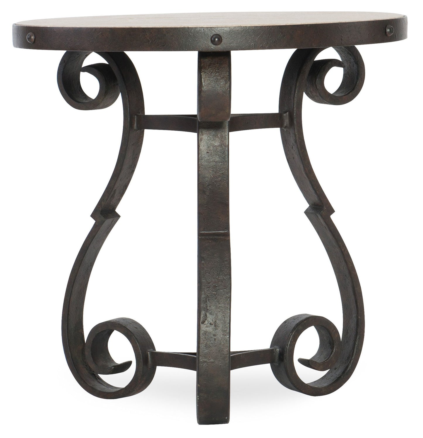Hill Country - Luckenbach Metal And Stone End Table - Light Brown / Black