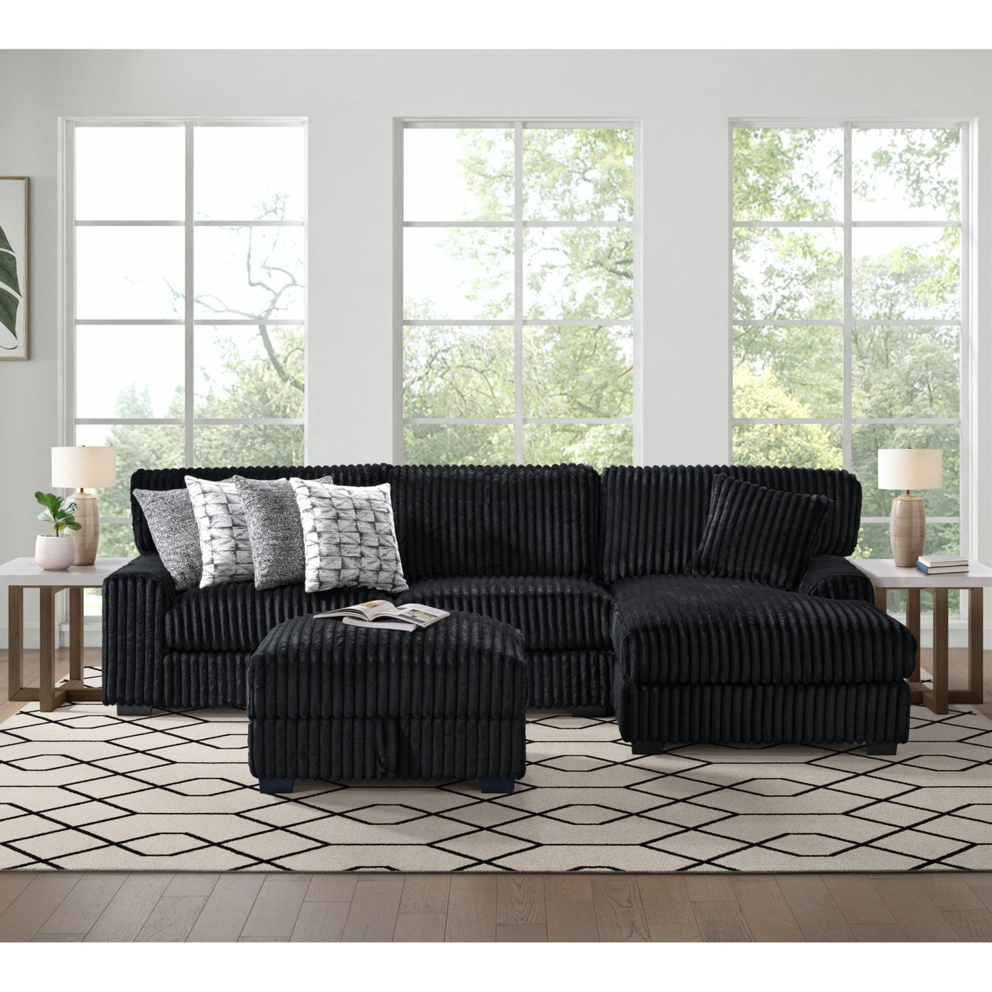 Nightfall - Storage Ottoman - Grand Cord Black