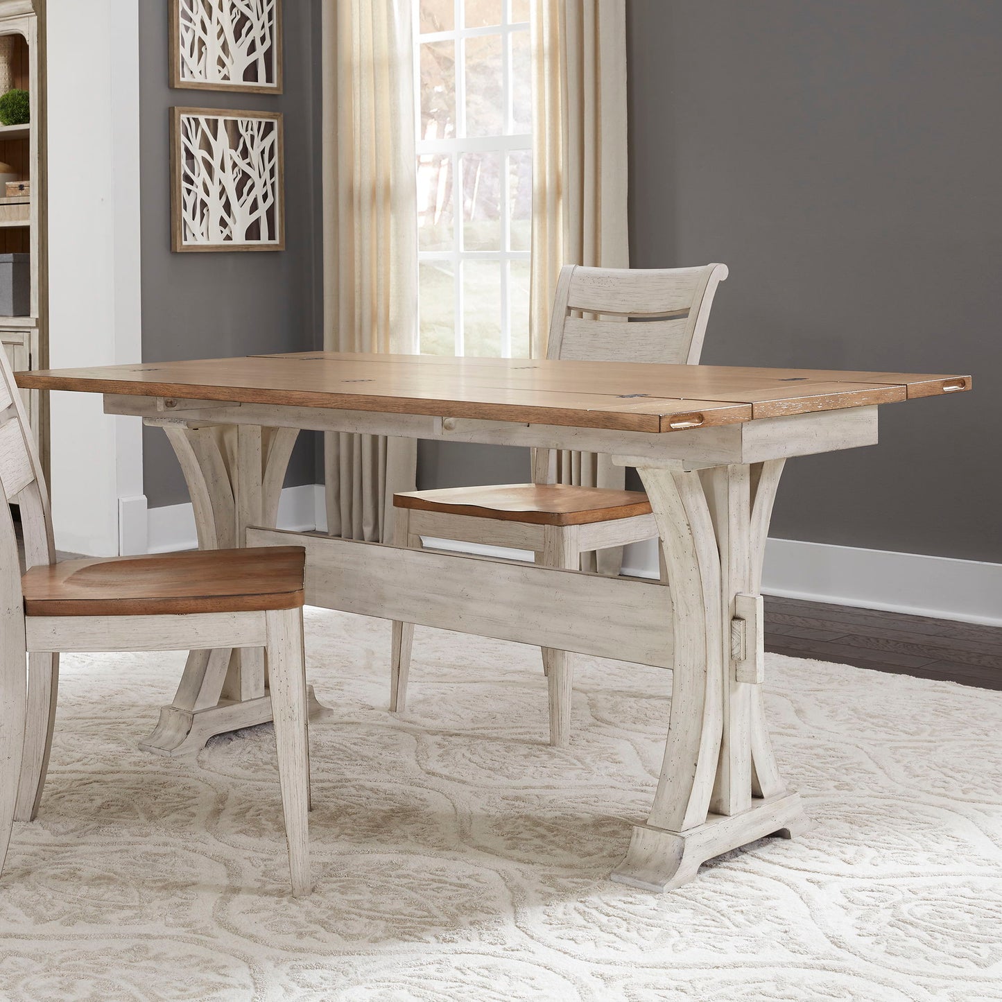Farmhouse Reimagined - Flip Lid Sofa Table - Antique White / Chestnut Tops