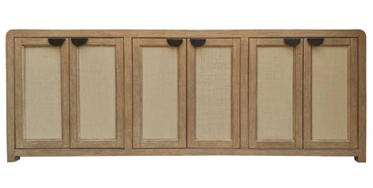 Escape - Console With Reversible Panel Doors - Glazed Natural Oak / Natural Cane