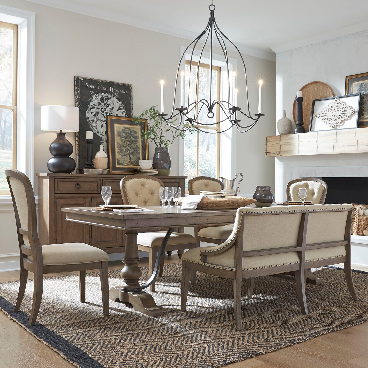Americana Farmhouse - Dining Room Trestle Table Set