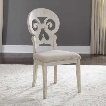 Farmhouse Reimagined - Splat Back Side Chair - Antique White / Chestnut Tops