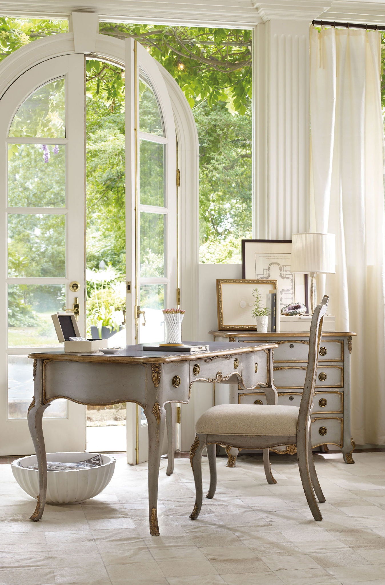Home Accent - 30 - Desk Chair - Pearl Silver