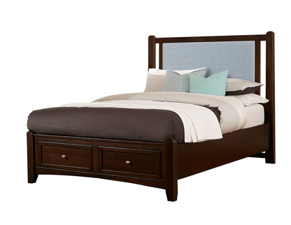 Bonanza - Ocean Blue Linen Upholstered Bed With Storage Footboard