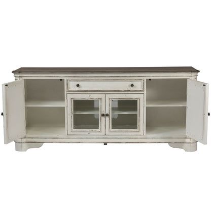 Magnolia Manor - Entertainment TV Stand (Glass Doors) - Antique White
