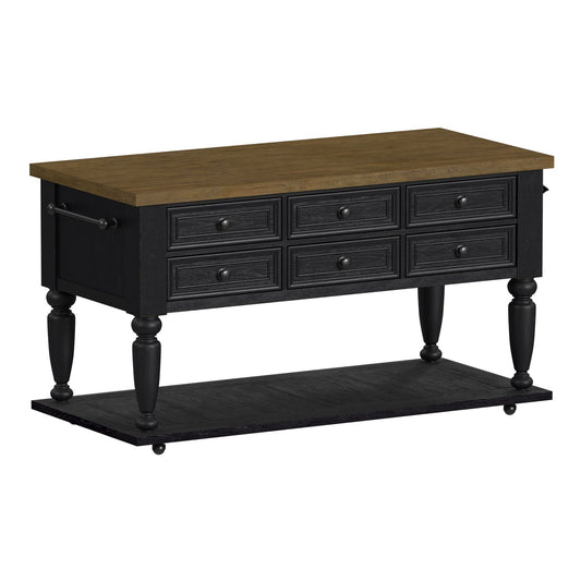 Heritage & Home - Kitchen Island With Casters - Oak Brown And Black