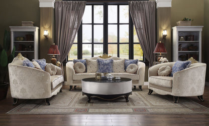 Sheridan - Loveseat With 5 Pillows - Cream Fabric