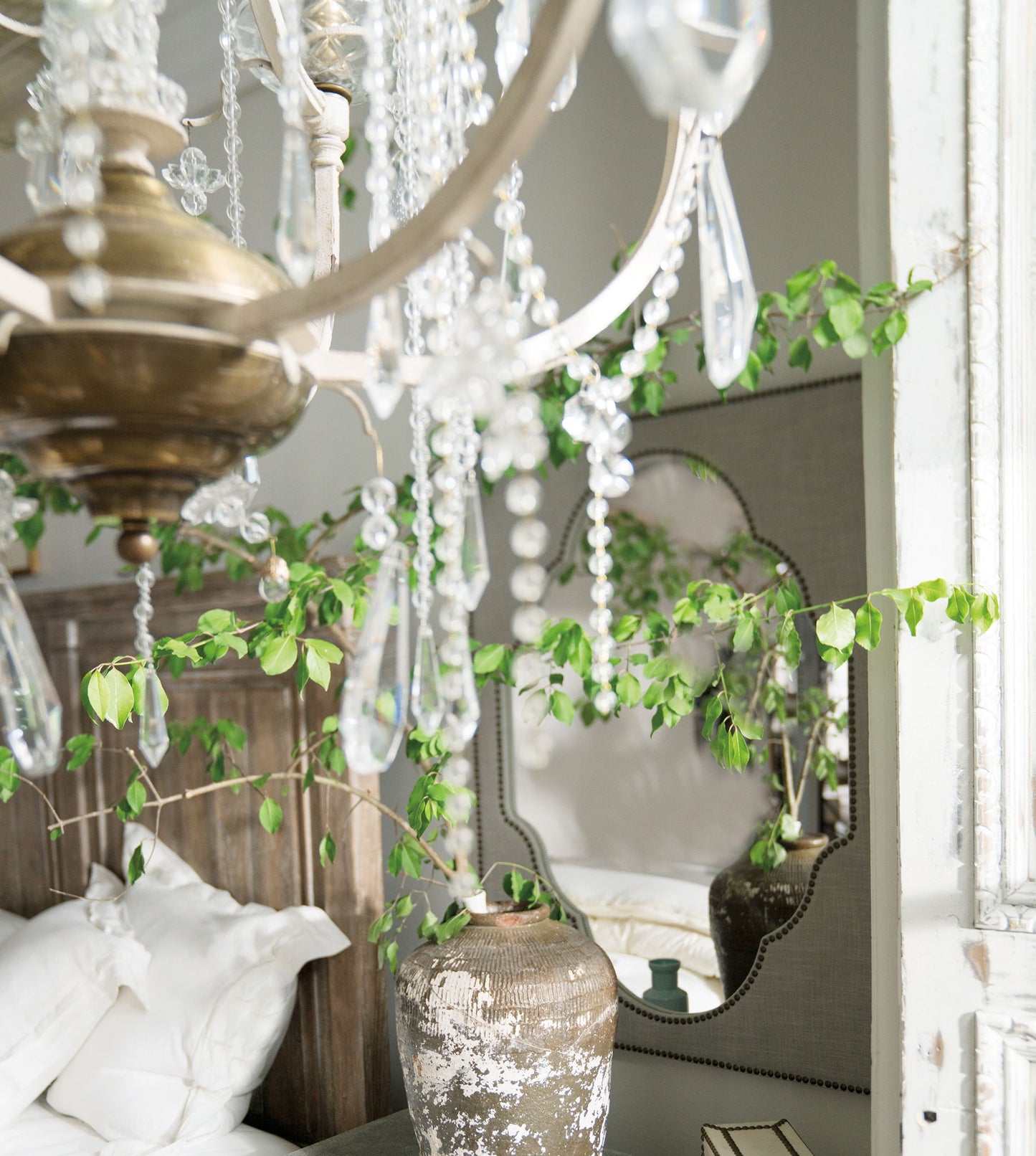 Boheme - Nourmand Linen Wrapped Mirror - Pearl Silver