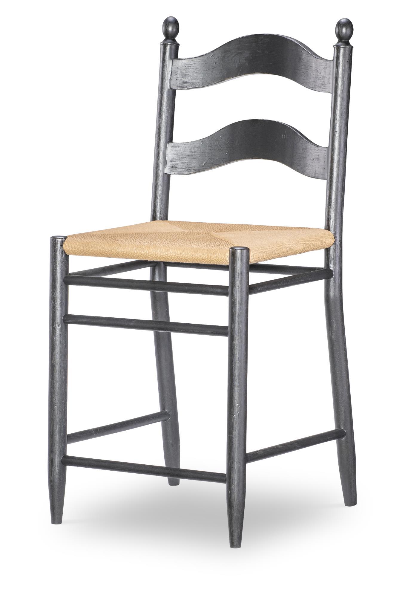 Vintage Market - Rush Seat Ladder Back Counter Height Chair (Set of 2) - Kettle Black
