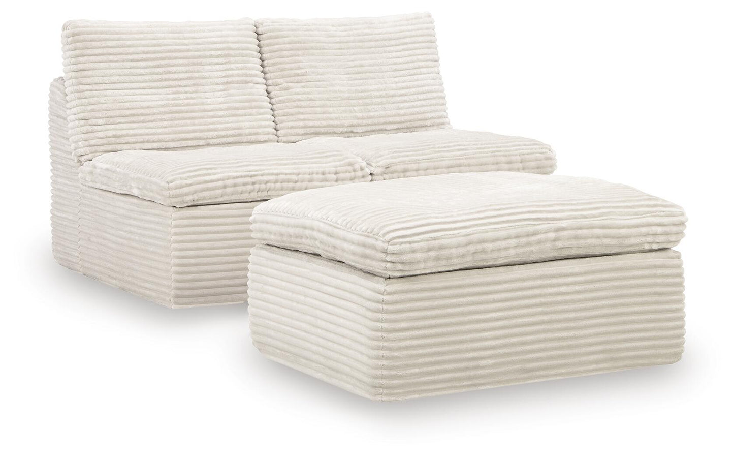 Fannin - 2 Armless Chairs With Ottoman (Set of 3) - Ivory
