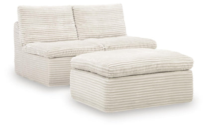 Fannin - 2 Armless Chairs With Ottoman (Set of 3) - Ivory
