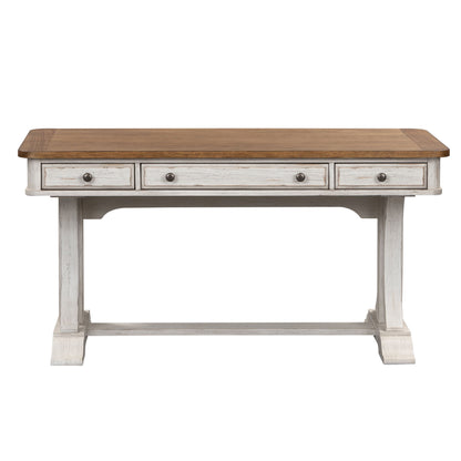 Farmhouse Reimagined - Writing Desk - Antique White / Chestnut Tops