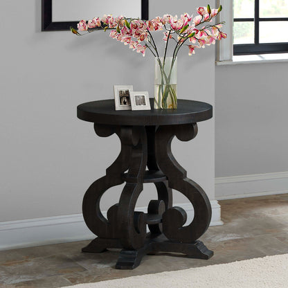Stone - End Table With PU Base - Dark Walnut