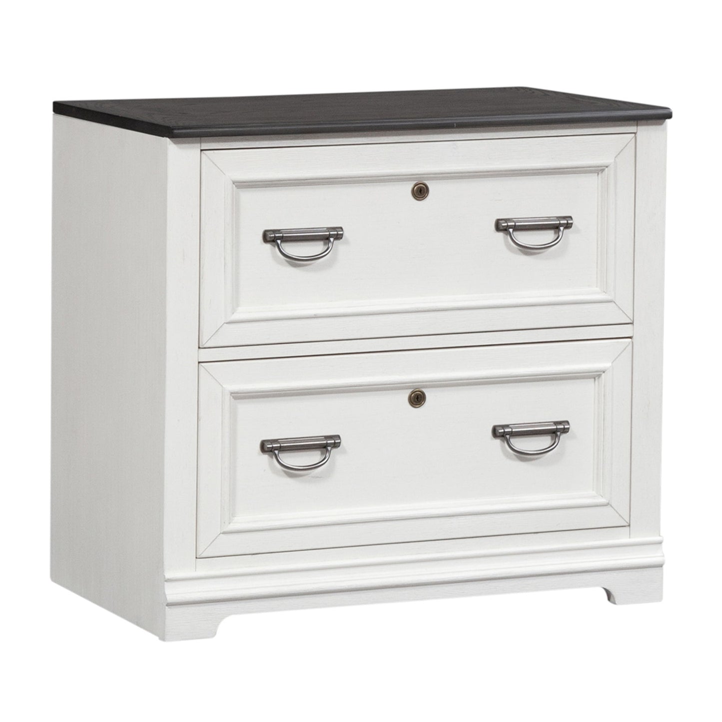 Allyson Park - Bunching Lateral File Cabinet - Wirebrushed White / Charcoal