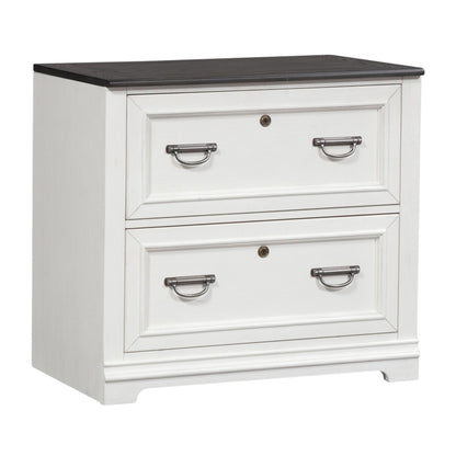 Allyson Park - Bunching Lateral File Cabinet - Wirebrushed White / Charcoal