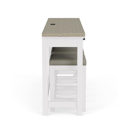 Cora - Workstation (Sofa Table With 3 Stools) - Cloud / Fog