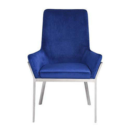 Cambrie - Side Chair (Set of 2) - Blue Velvet & Mirrored Silver