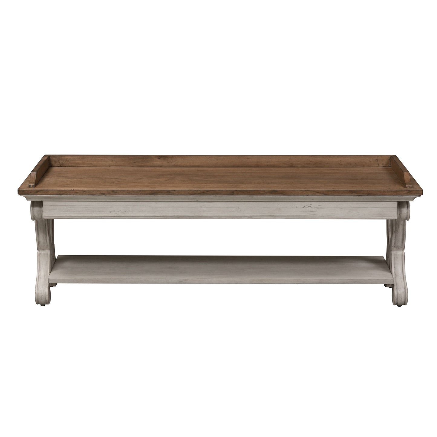 Farmhouse Reimagined - Bed Bench - Antique White / Chestnut Tops