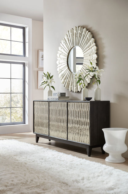Home Accent - Shimmer 3-Door Credenza - Dark Gray / Pearl Silver